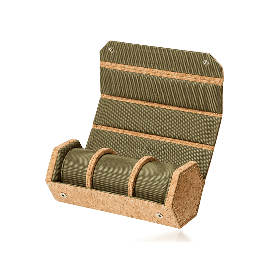 Triple Hexagonal Cork Watch Roll with Capsule