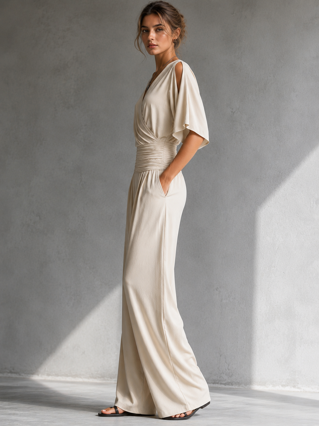 Alia | Mono Chic con Top Cruzado y Pantalones Amplios